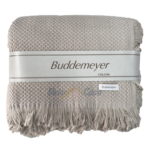 Manta / Colcha Jacque com Franja Buddemeyer Marfim 1979 Solteiro 160 X 220