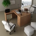 Ver imagem 2 de Conjunto de Mesas Escritório 3 Gavetas Amêndoa Tecnomobili
