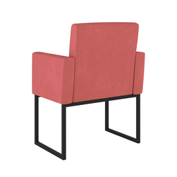 Poltrona Cadeira Decorativa Recepção Base de Ferro Dourada Cor:rosa - 3