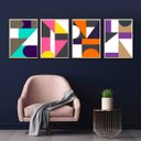 Ver imagem 2 de Kit 4 Quadros Geométricos Pantone 45x34cm - com vidro:Madeira preta