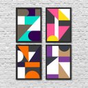 Ver imagem 1 de Kit 4 Quadros Geométricos Pantone 45x34cm - com vidro:Madeira preta