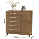 Ver imagem 2 de Cômoda 5 Gavetas 1 Porta Vitória Rud Rack Cor Cedro Areia
