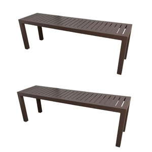 Kit 2 Banco Ripado em Alumínio 1.20m Marrom