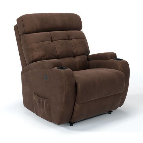 Poltrona do Papai Reclinável em Tecido Suede Cor Marrom Reclinação Elétrica - Modelo Florença