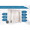 Ver imagem 4 de Guarda Roupa Casal 8 Portas e 4 Gavetas C/ Espelho e Pés Master Vip 8.4 Branco - Santos Andirá