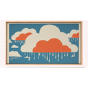 Ver imagem 2 de Quadro Decorativo N°186 140x80cm - Panorâmico - Nuvens Terracota e Azul - Madeira Clara - Rollflex