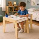 Ver imagem 6 de Mesa com Cadeira Infantil Montessori MDF Escolar Estudo Atividades Brincadeiras Ate 35kg