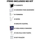 Ver imagem 4 de Gabinete 2 Portas Suspenso Para Banheiro Com Lavatório + Armário + Torneira + Engate + Veda Rosca