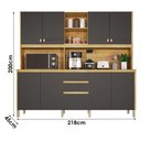 Ver imagem 4 de Armário de Cozinha Ferrari 8 Portas 3 Gavetas MDP-MDF 218cm Grafite