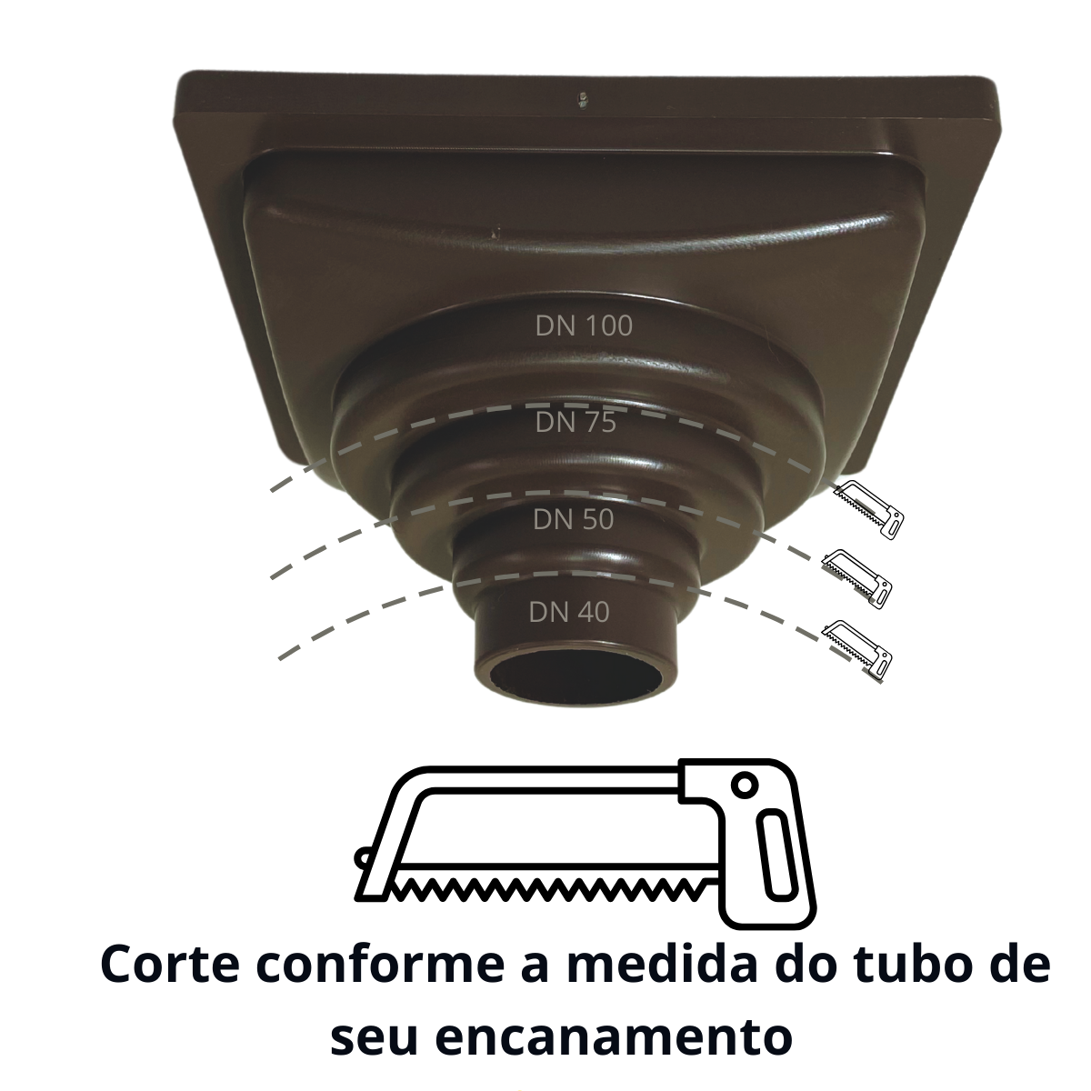 Ralo Anti Cheiro Aluminio 15x15 Reta Tela e Coletor Saída Baixa Marrom Adapt de 40mm até 100mm - 6
