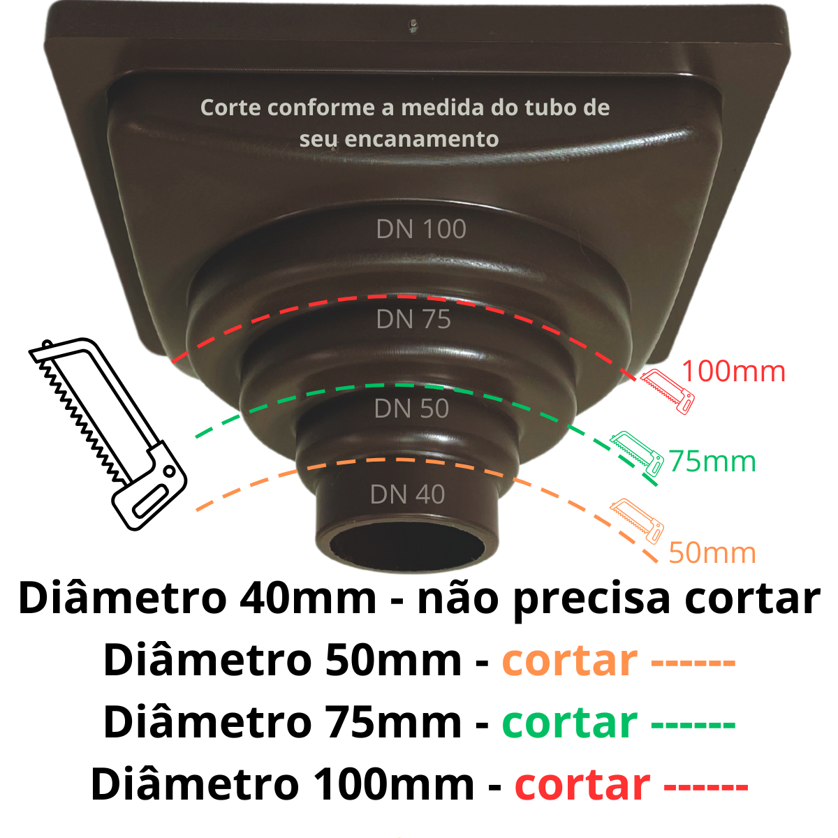 Ralo Anti Cheiro Aluminio 15x15 Reta Tela e Coletor Saída Baixa Marrom Adapt de 40mm até 100mm - 7