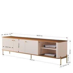 Rack para Tv Tucupí 1.8 Bancada Off White Dourado Jb Bechara - 8