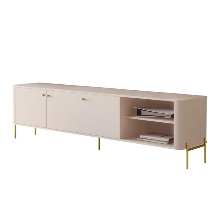 Rack para Tv Tucupí 1.8 Bancada Off White Dourado Jb Bechara