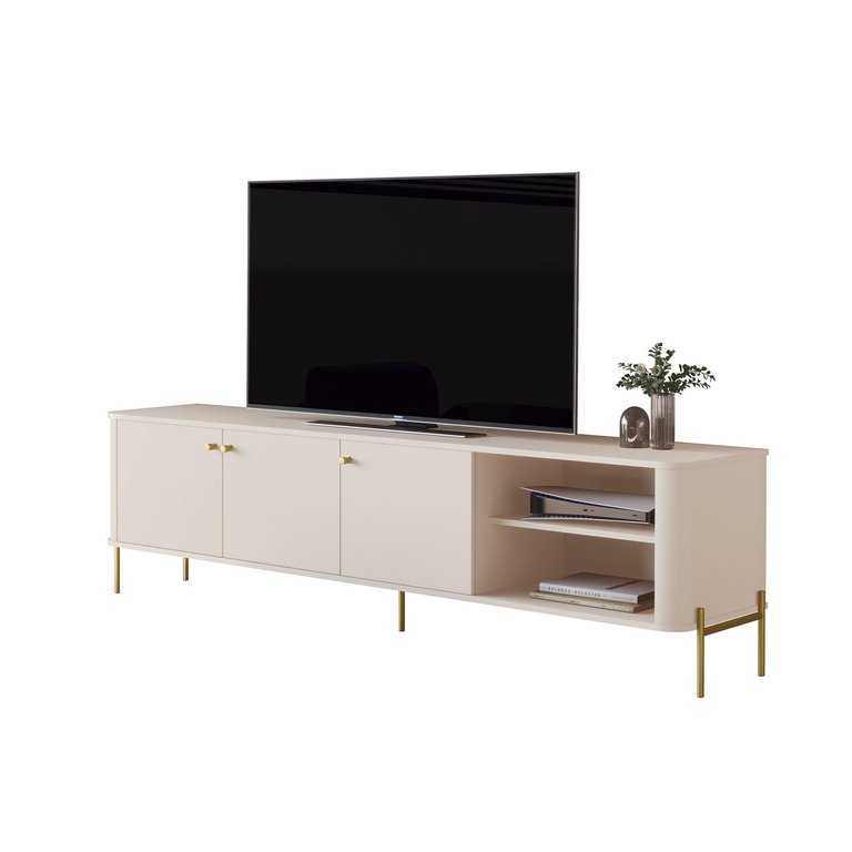 Rack para Tv Tucupí 1.8 Bancada Off White Dourado Jb Bechara