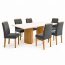 Ver imagem 2 de Conjunto Sala de Jantar 6 Lugares MDF Isla Carol Cinamomo Off White