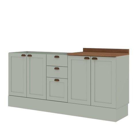 Conj Cozinha 2 Pçs 4 Pts 3 Gav Iluminata Verde Mint/Ebano