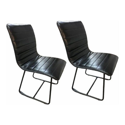 Kit 2 Cadeira Cristal Courino Preto
