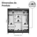 Ver imagem 4 de Guarda-Roupa Casal com Pés 3 Portas de Correr com Espelhos Reno Madesa