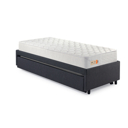Bicama Box Solteiro Tecido Linho Cinza 88x188 com Dois Colchões de Espuma Ecoline D33 Ecoflex - 10