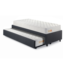 Bicama Box Solteiro Tecido Linho Cinza 88x188 com Dois Colchões de Espuma Ecoline D33 Ecoflex - 9