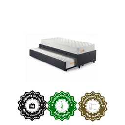 Bicama Box Solteiro Tecido Linho Cinza 88x188 com Dois Colchões de Espuma Ecoline D33 Ecoflex - 5