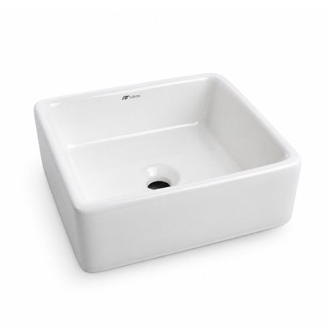 Cuba Banheiro Lavabo em Cerâmica Louça Branca Quadrada Tubrax