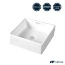 Ver imagem 2 de Cuba Banheiro Lavabo Em Cerâmica Louça Branca Quadrada Tubrax