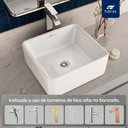 Ver imagem 5 de Cuba Banheiro Lavabo em Cerâmica Louça Branca Quadrada Tubrax