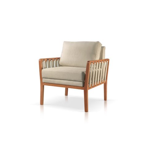 Poltrona Decorativa Linho Bege Médio Lua