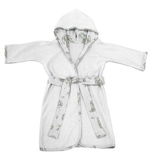 Roupão Infantil Tecebem com Capuz Malha Yan Plush Atoalhado Branco