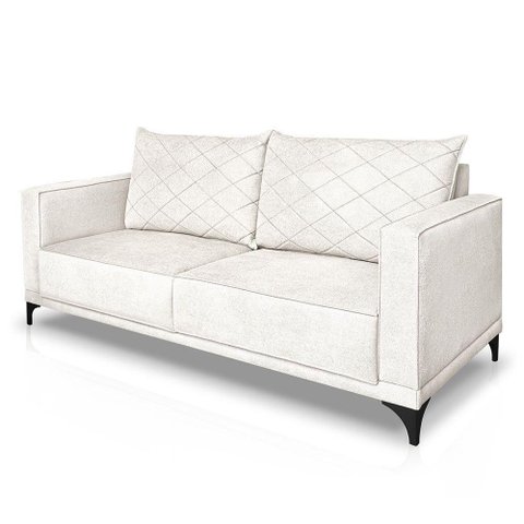 Sofá Living 2 Lugares 1,80m Horus Bouclê Pés de Aço - Pallazio Cor Off White