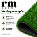 Ver imagem 3 de 4m² Grama Sintética 20mm com Proteção UV e Antifungo 1,00 x 4,00m Verde-Bandeira Rm Decor