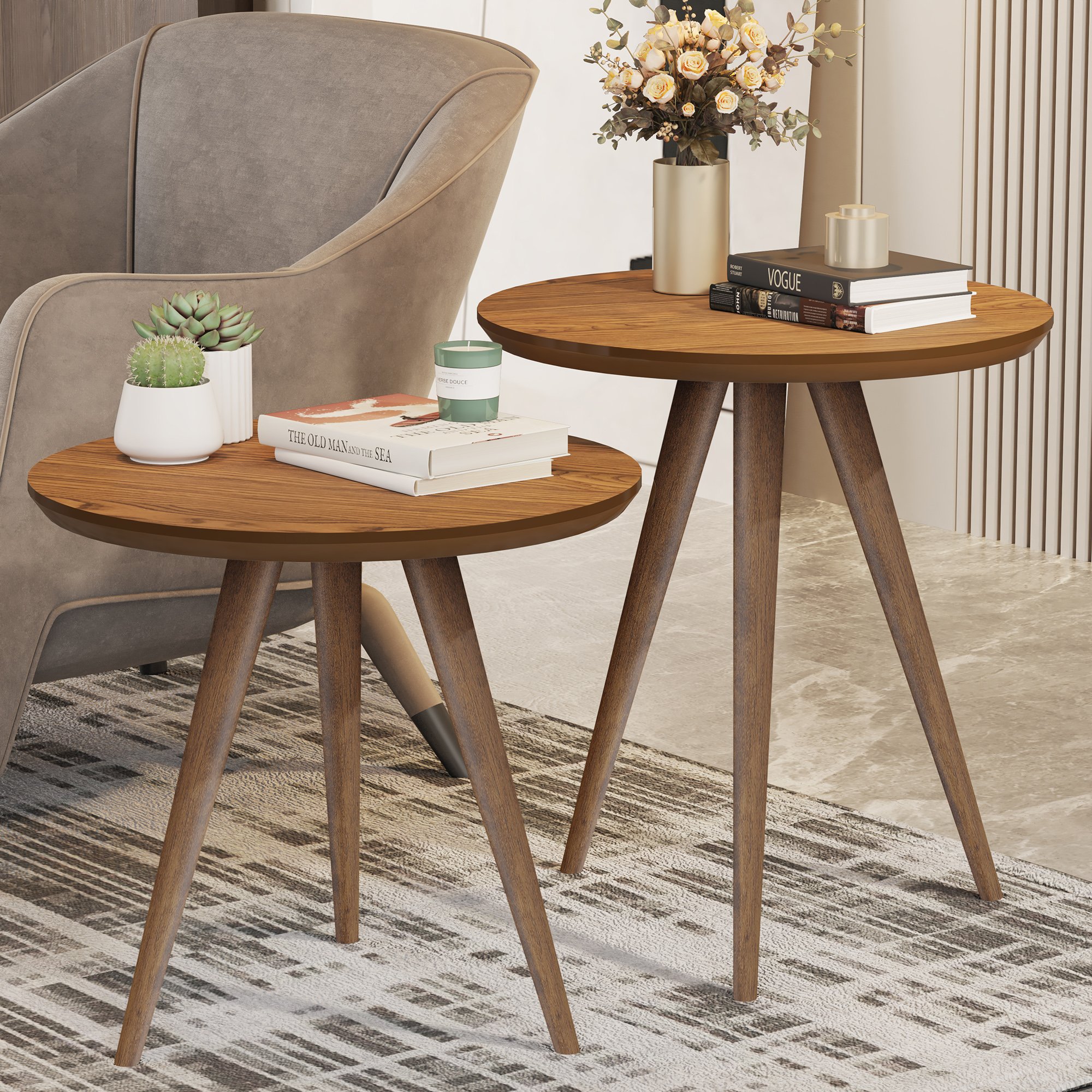 Conjunto de Mesa Lateral Star com Pés Palitos Estilo Retrô para Decoraçao da Sala – Jm3 Móveis:freij