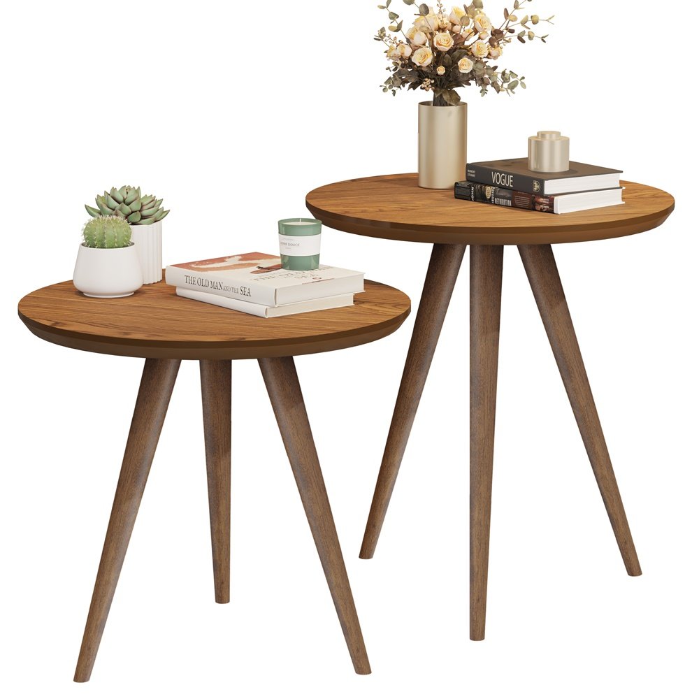 Conjunto de Mesa Lateral Star com Pés Palitos Estilo Retrô para Decoraçao da Sala – Jm3 Móveis:freij - 2