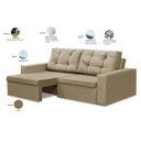 Ver imagem 4 de Sofá Retrátil 2 Lugares 1,80m Liz Suede Bege Adonai Estofados