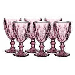Jogo de Taças 6 Peças 325ml em Vidro Diamond Lyor Lilas - 2