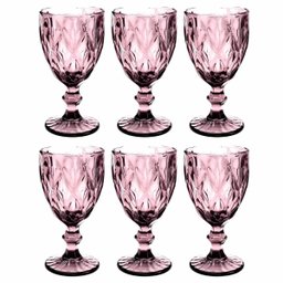 Jogo de Taças 6 Peças 325ml em Vidro Diamond Lyor Lilas - 1