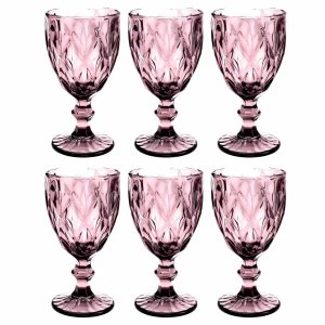 Jogo de Taças 6 Peças 325ml em Vidro Diamond Lyor Lilas