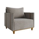 Ver imagem 2 de Poltrona Decorativa Pés em Madeira Sofistic Marrom Linho Kaki Durango