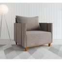 Ver imagem 1 de Poltrona Decorativa Pés em Madeira Sofistic Marrom Linho Kaki Durango