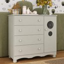 Ver imagem 1 de Cômoda Infantil 95cm 1 Porta com Vidro e 4 Gavetas Suspiro Multimóveis MP4459 - Off White