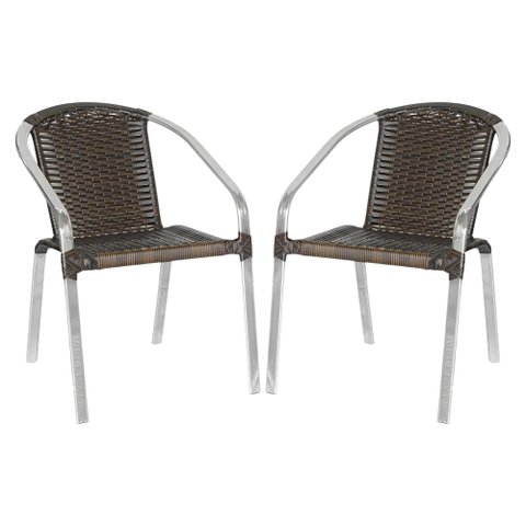 Kit 2 Cadeiras em Alumínio Trama Colmeia Edícula Capuccino