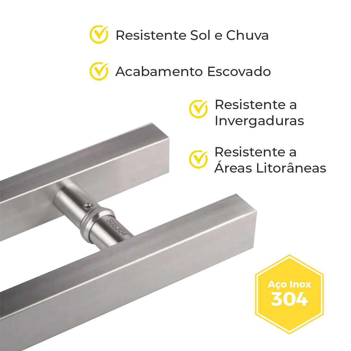 Puxador Porta 1 Metro Madeira Vidro Aço Inox 304 Cor Prata Escovado Pivotante Brinovar - 5
