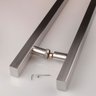 Puxador Porta 1 Metro Madeira Vidro Aço Inox 304 Cor Prata Escovado Pivotante Brinovar - 4