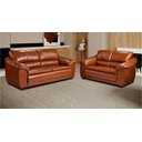 Ver imagem 2 de Conjunto de Sofás 2 e 3 Lugares Mônaco em Couro Conhaque - Mozzelar