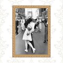 Ver imagem 1 de Quadro Moldura Dourada Beijo Segunda Guerra 33x24cm:com Acetato