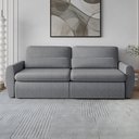 Ver imagem 2 de Sofá Retrátil Reclinável Charlie 2,10m Linho Supreme D28 Thermogel Vira Cama Casal Moderno - Cinza