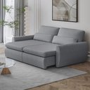 Ver imagem 1 de Sofá Retrátil Reclinável Charlie 2,10m Linho Supreme D28 Thermogel Vira Cama Casal Moderno - Cinza