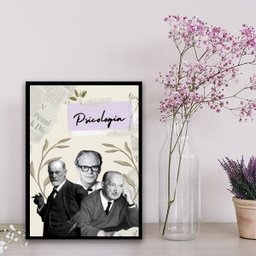 Quadro Decorativo Mestres Da Psicologia 33x24cm - com vidro:Madeira branca - 1