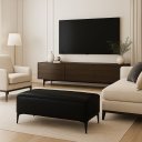 Ver imagem 3 de Banqueta Vegas Puff para Sala Quarto Closet Courino Preto